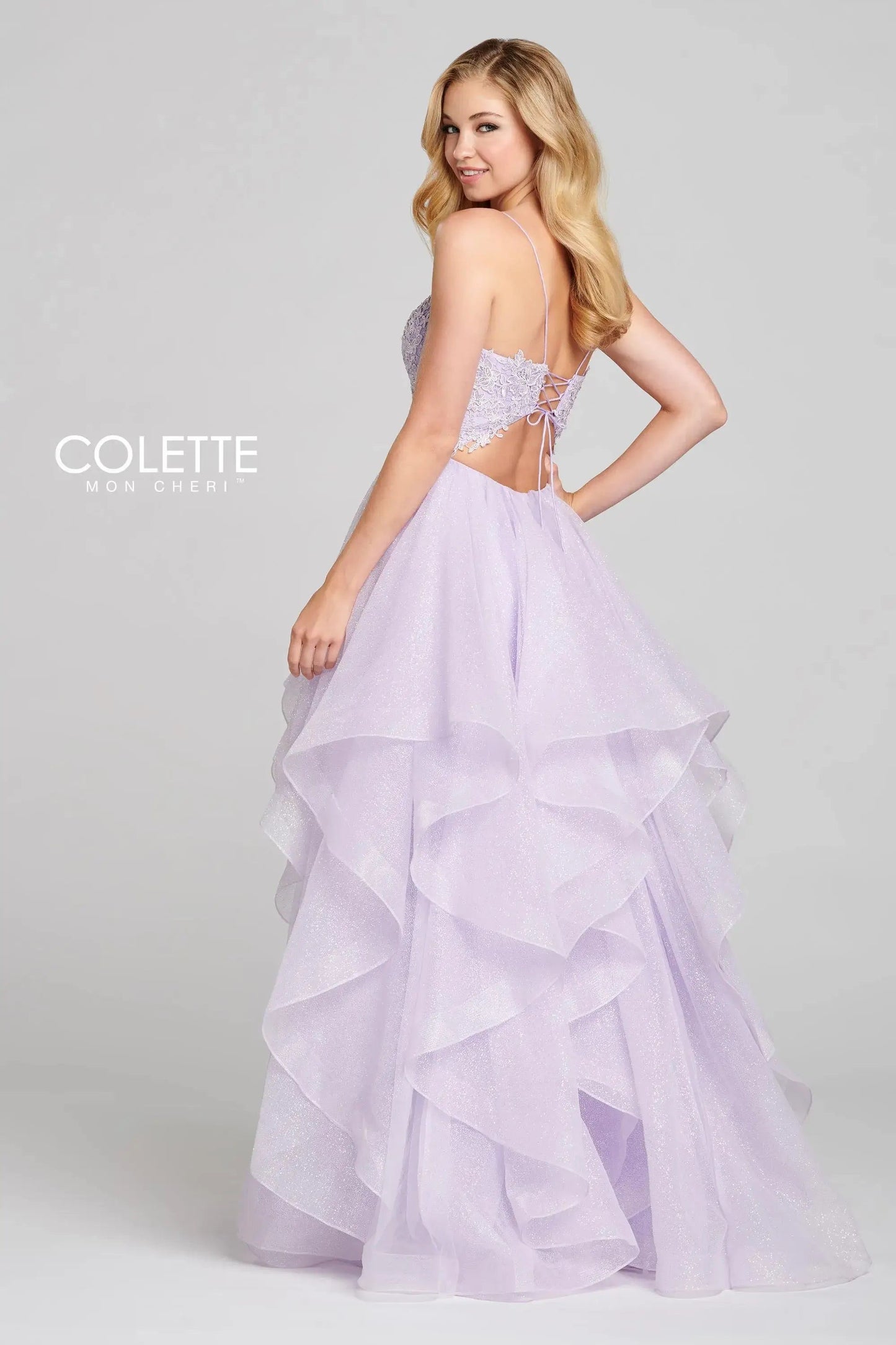 Prom Dresses Glitter Formal Long Prom Applique Dress Lilac