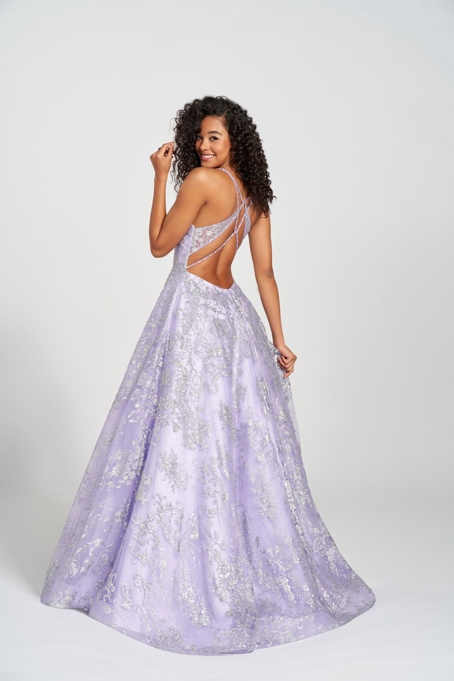 Prom Dresses Glitter Long Formal Pockets Prom Dress Violet/Silver