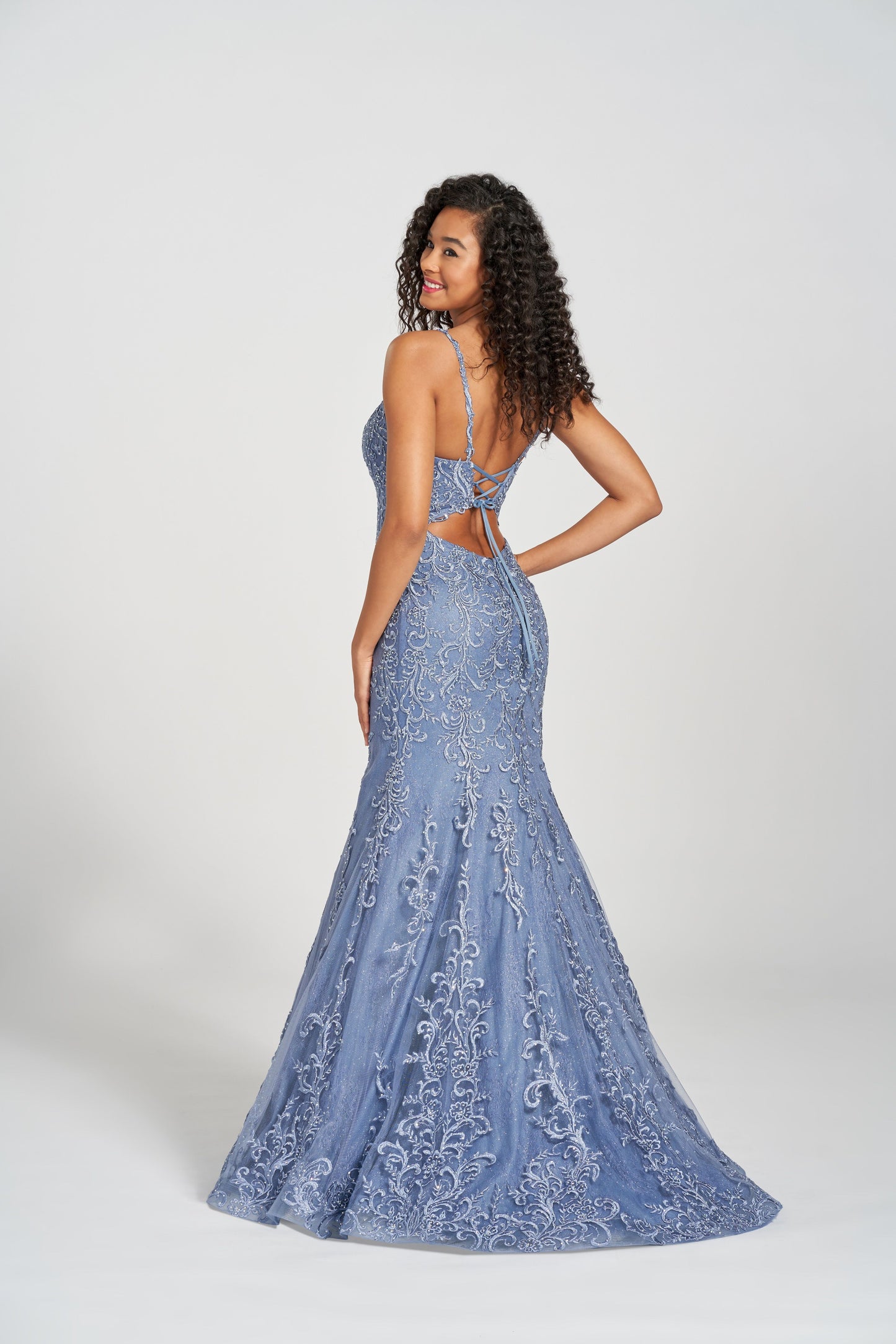 Prom Dresses Beaded Formal Prom Glitter Long Dress Vintage Blue