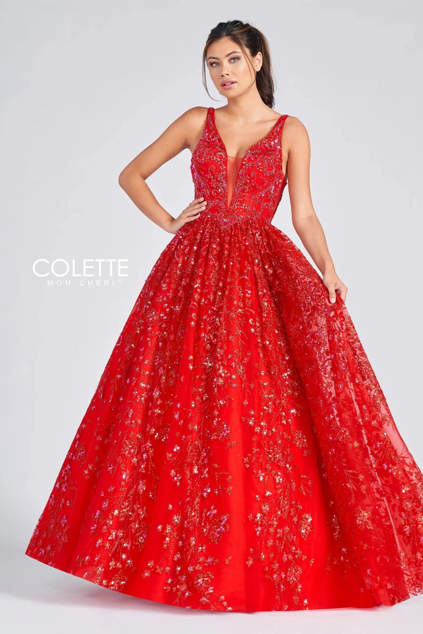 Prom Dresses Formal Prom Sequin Long Ball Gown Red