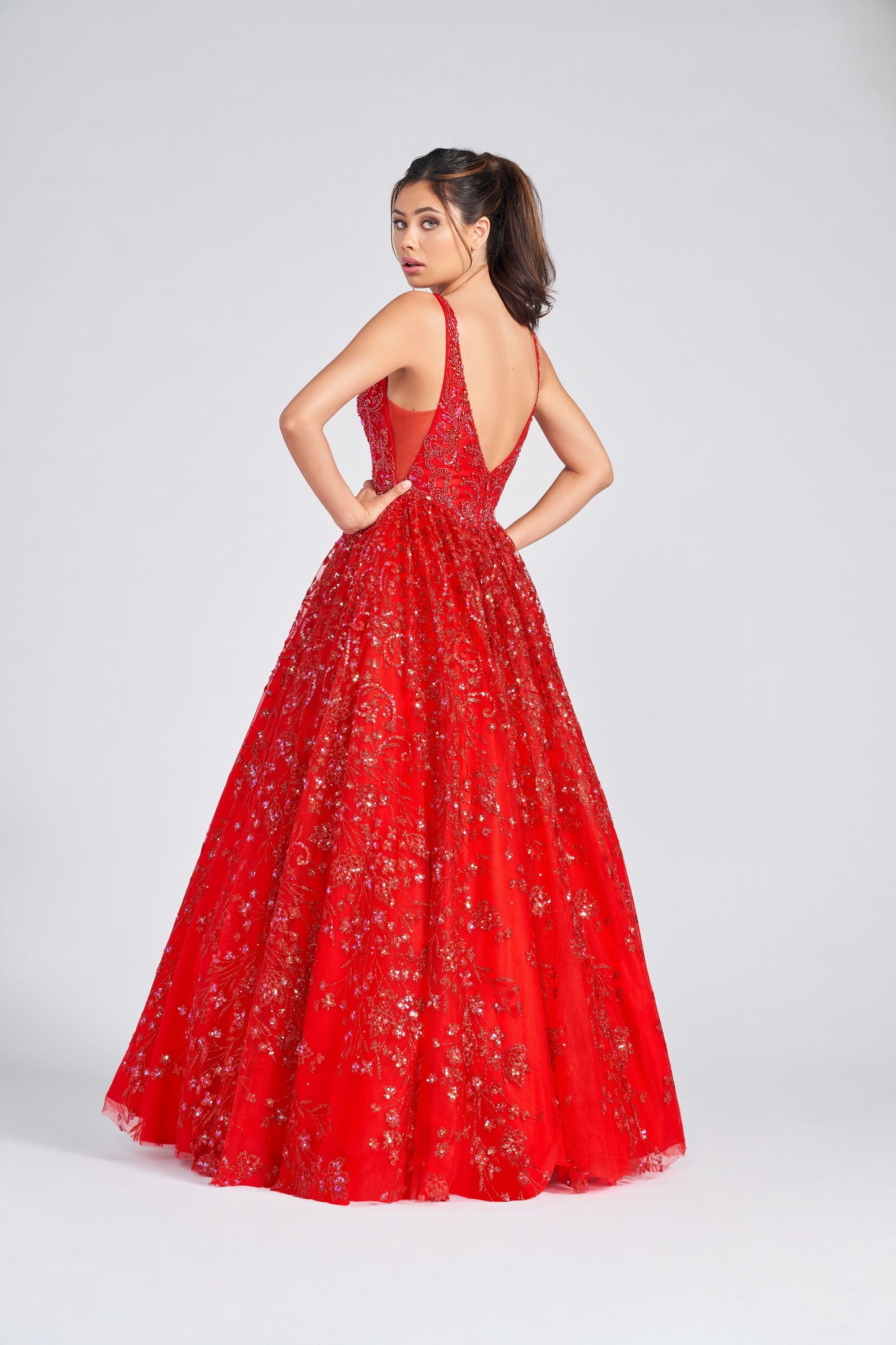 Prom Dresses Formal Prom Sequin Long Ball Gown Red