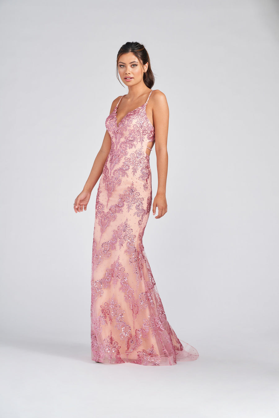 Prom Dresses Sequin Formal Long Prom Dress Rose/Nude