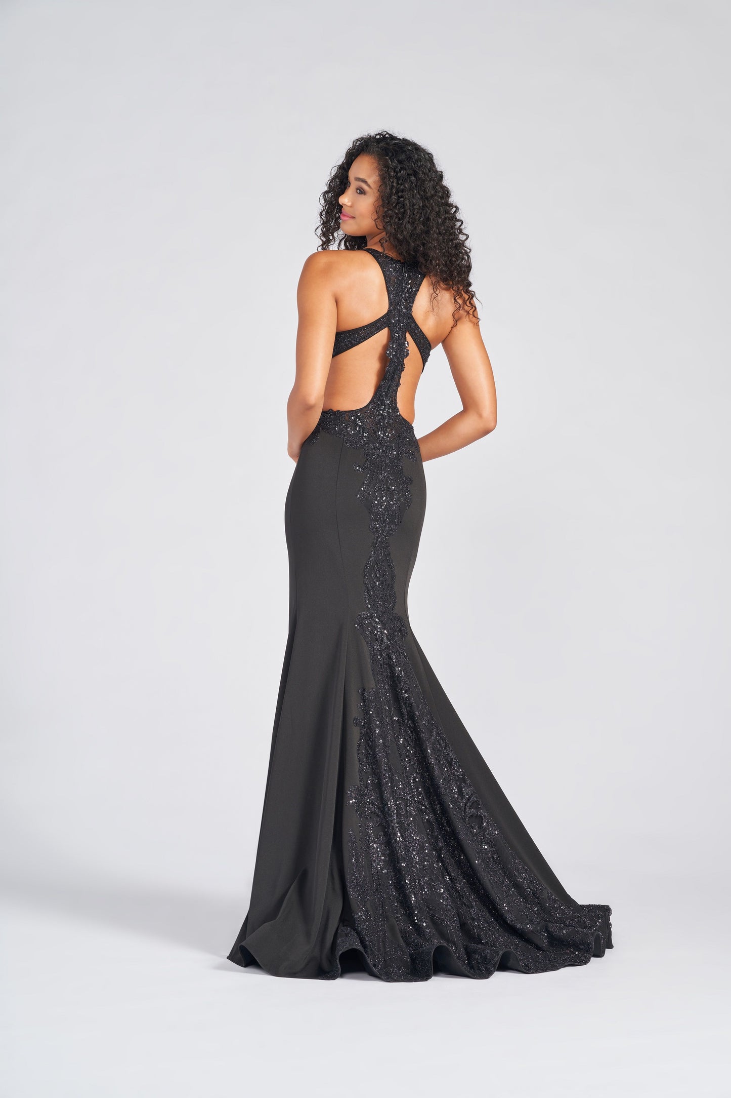 Prom Dresses Fitted Formal Long Sequin Prom Dress Black