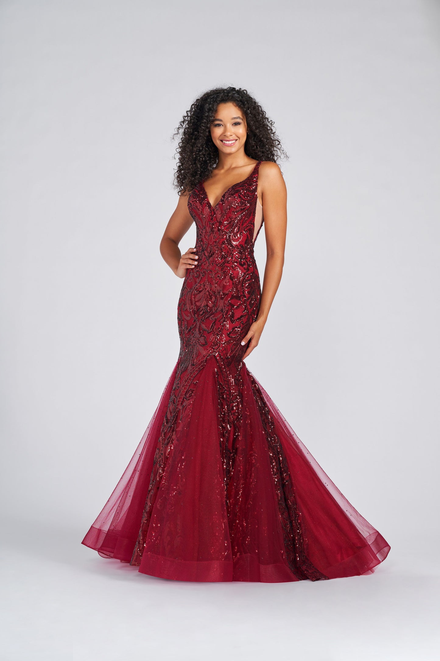 Prom Dresses Fitted Long Prom Sequin Formal Mermaid Dress Merlot