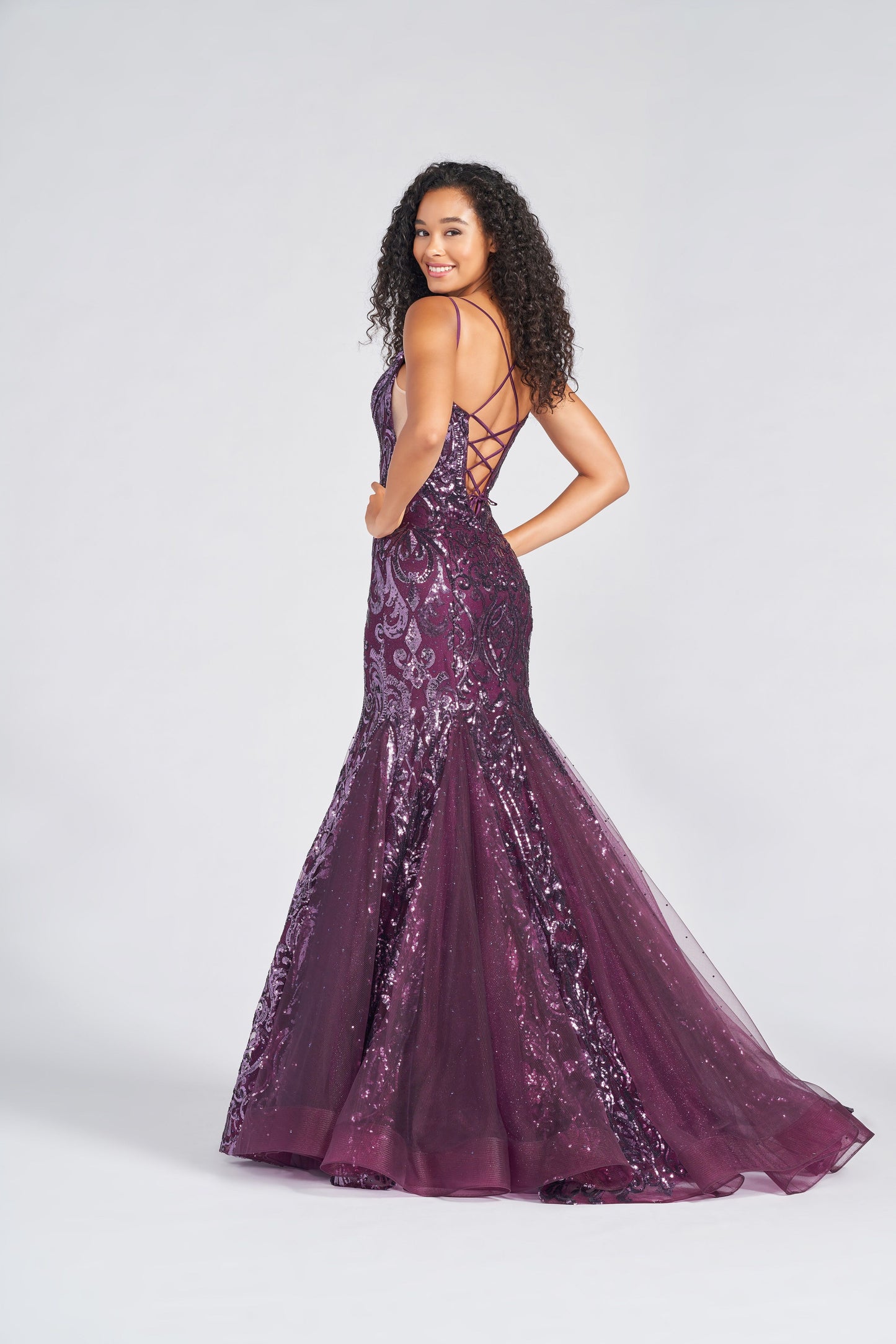 Prom Dresses Fitted Long Prom Sequin Formal Mermaid Dress Plum