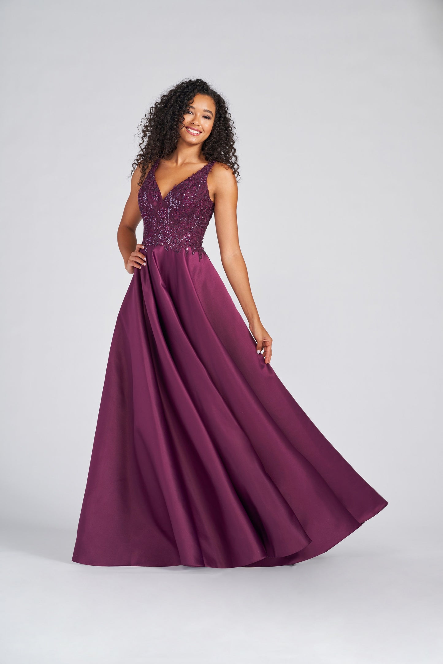 Prom Dresses Sequin Formal Applique Long Prom Dress Plum