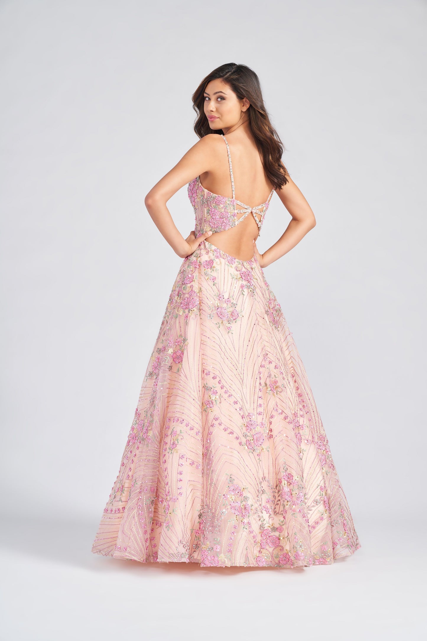 Prom Dresses Long Formal Beaded Floral Prom Dress Champagne Multi