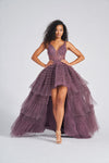 Prom Dresses Ruffle Long Formal High Low Prom Dress Heather