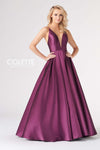 Prom Dresses Pleated Long Formal Prom Pockets Ball Gown Plum