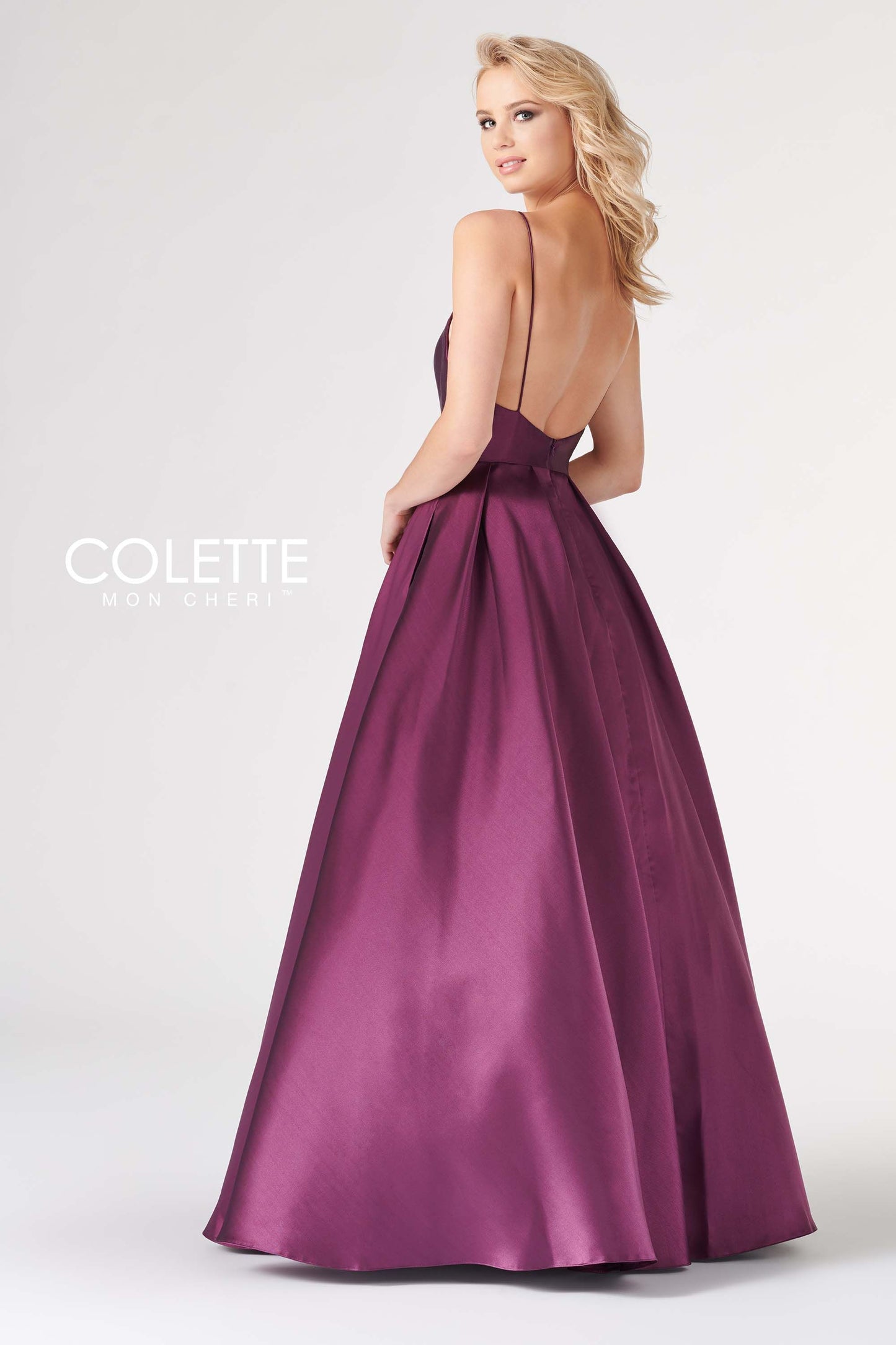 Prom Dresses Pleated Long Formal Prom Pockets Ball Gown Plum