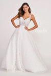 Prom Dresses Beaded Long Formal Rosette Prom Ball Gown Diamond White