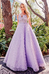 Prom Dresses Beaded Long Formal Rosette Prom Ball Gown Lilac