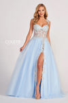 Prom Dresses Glitter Prom Applique Long Formal Ball Gown Light Blue