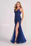 Prom Dresses Long Formal Beaded Prom Glitter Mermaid Dress Navy Blue