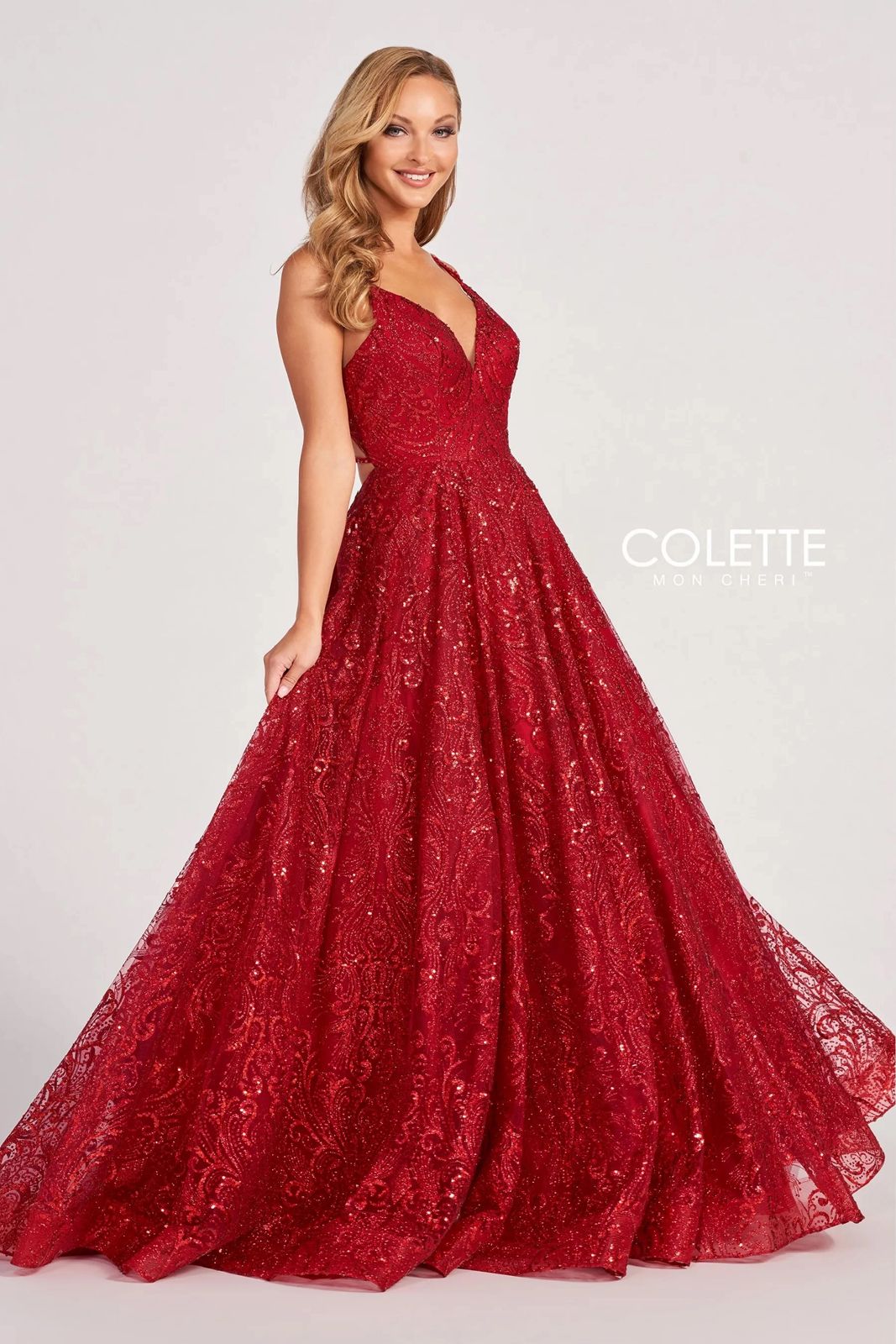 Prom Dresses Glitter Prom Long Formal Ball Gown Scarlet