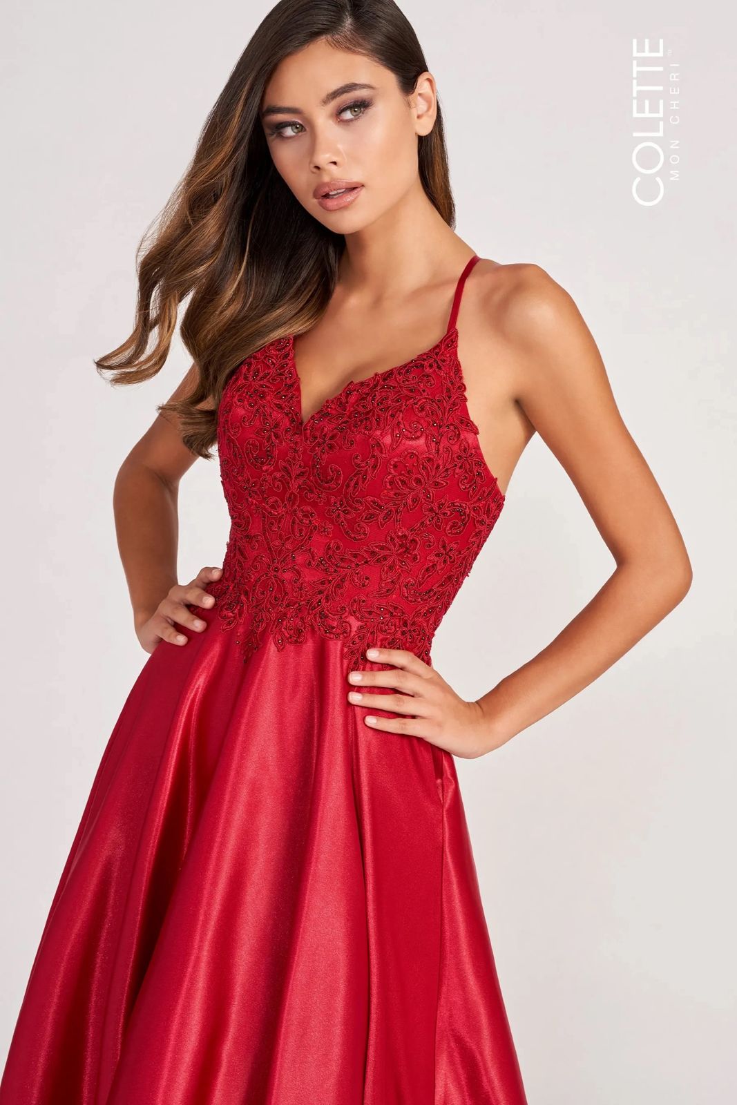 Prom Dresses Beaded Prom Long Pockets Formal Dress Scarlet