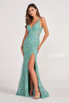 Prom Dresses Fitted Prom Long Keyhole Back Formal Dress Sea Glass