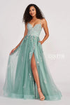 Prom Dresses Glitter Long Formal Applique Prom Dress Sage