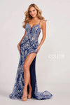 Prom Dresses Long Formal Floral Beaded Prom Dress Navy Blue/Silver