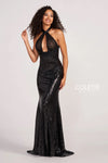 Prom Dresses Sequin Long Formal Halter Prom Dress Black