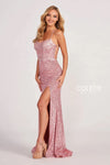 Prom Dresses Sequin Formal Prom Applique Long Dress Rose