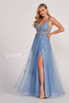 Prom Dresses Applique Long Prom Formal Dress Dusty Blue