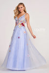 Prom Dresses Floral Applique Formal Prom Long Dress Periwinkle/Multi