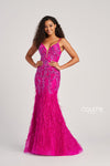 Prom Dresses Long Formal Beaded Prom Feather Dress Fuchsia