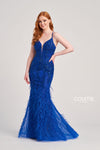 Prom Dresses Long Formal Beaded Prom Feather Dress Royal Blue