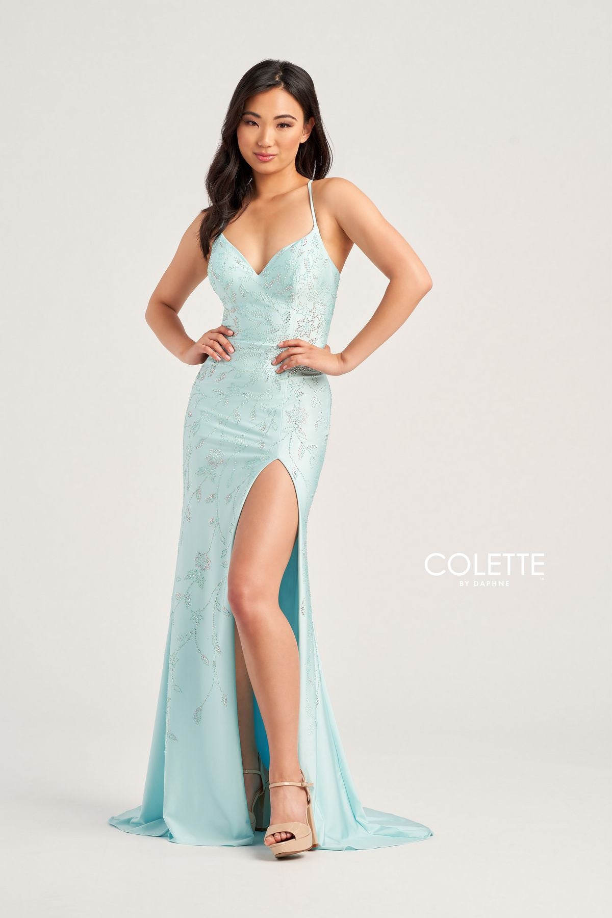 Prom Dresses Prom Long Stone Accents Formal Dress Aqua