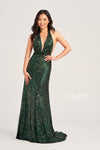 Prom Dresses Sequin Prom Long Halter Formal Dress Emerald/Gold