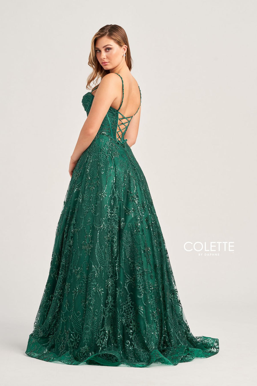 Prom Dresses Glitter Prom Long Beaded Formal Ball Gown Emerald