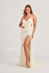 Prom Dresses Fitted Prom Long Stones Formal Dress Diamond White