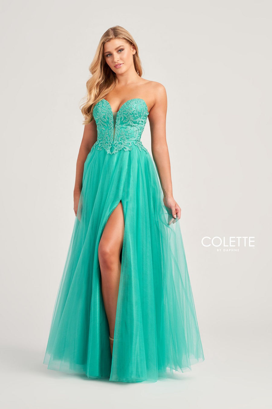 Prom Dresses Long Formal Stone Accent Prom Dress  Spearmint