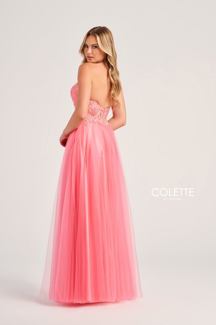 Prom Dresses Long Formal Stone Accent Prom Dress  Pink Coral