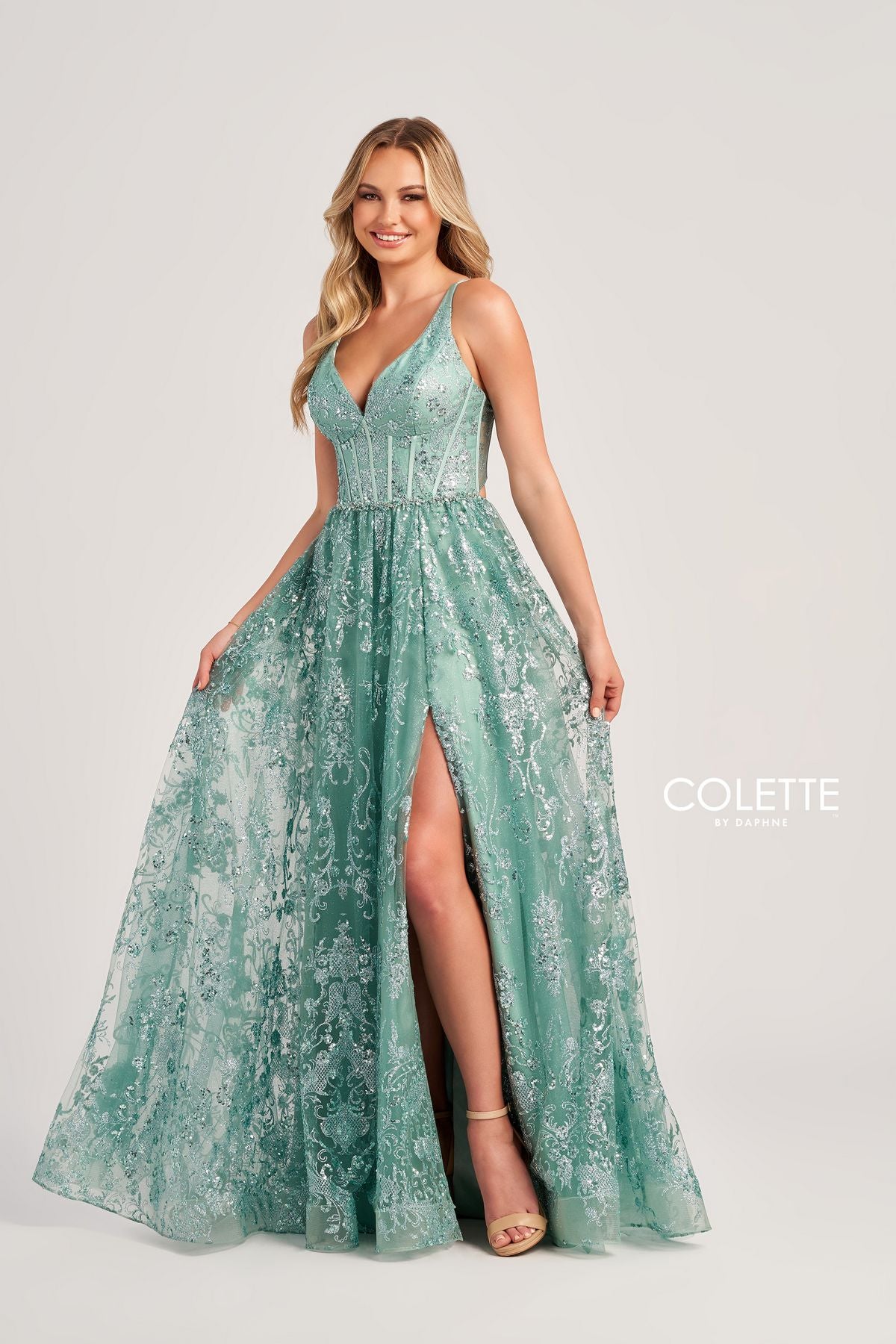 Prom Dresses Glitter Long Formal Prom Dress  Sage