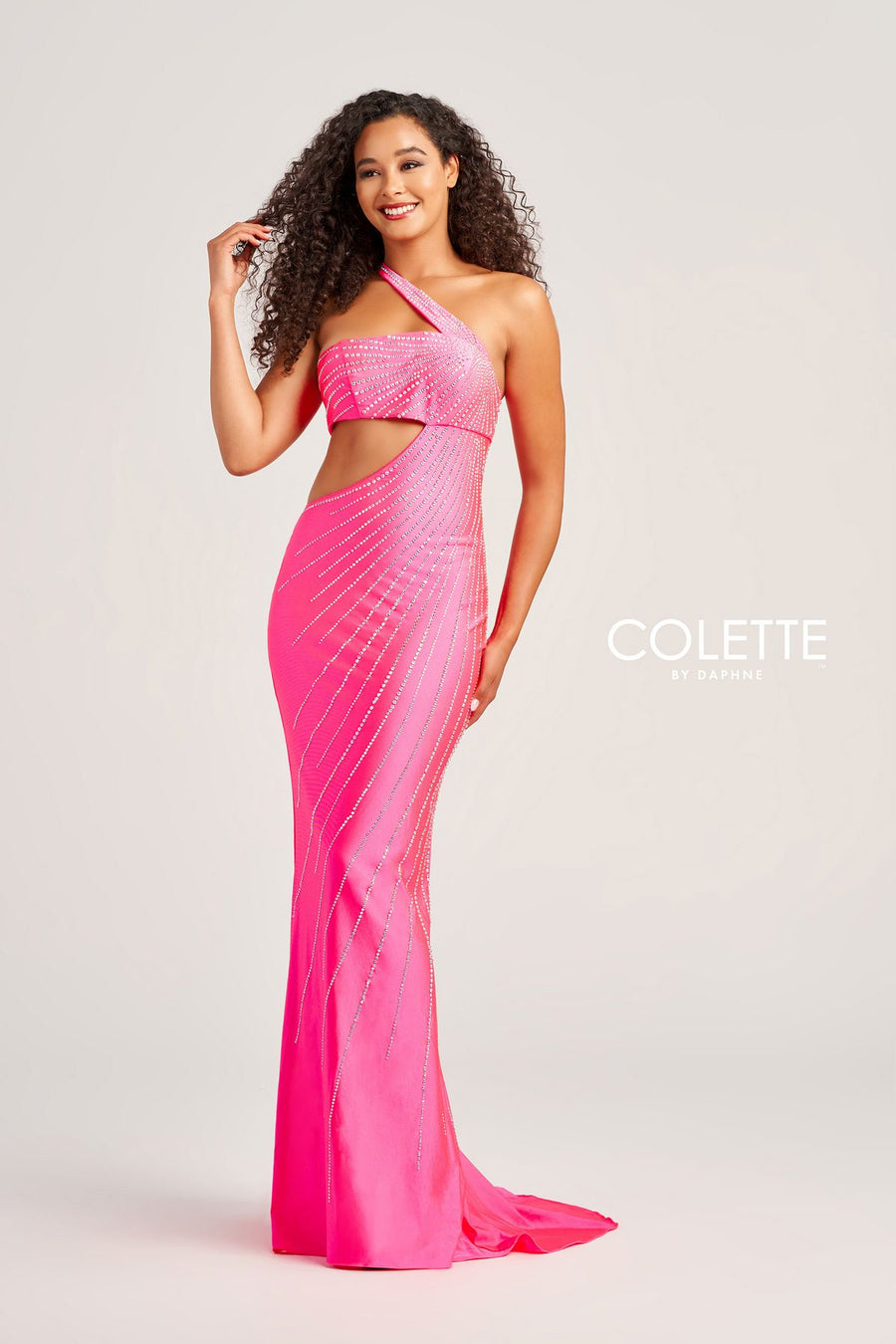 Prom Dresses Cut Out Long Formal Fitted Prom Dress  Hot Pink