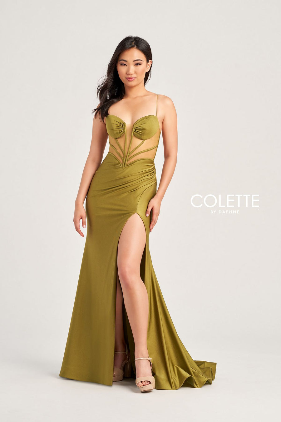 Prom Dresses Boned Long Formal Mermaid Prom Dress  Olive