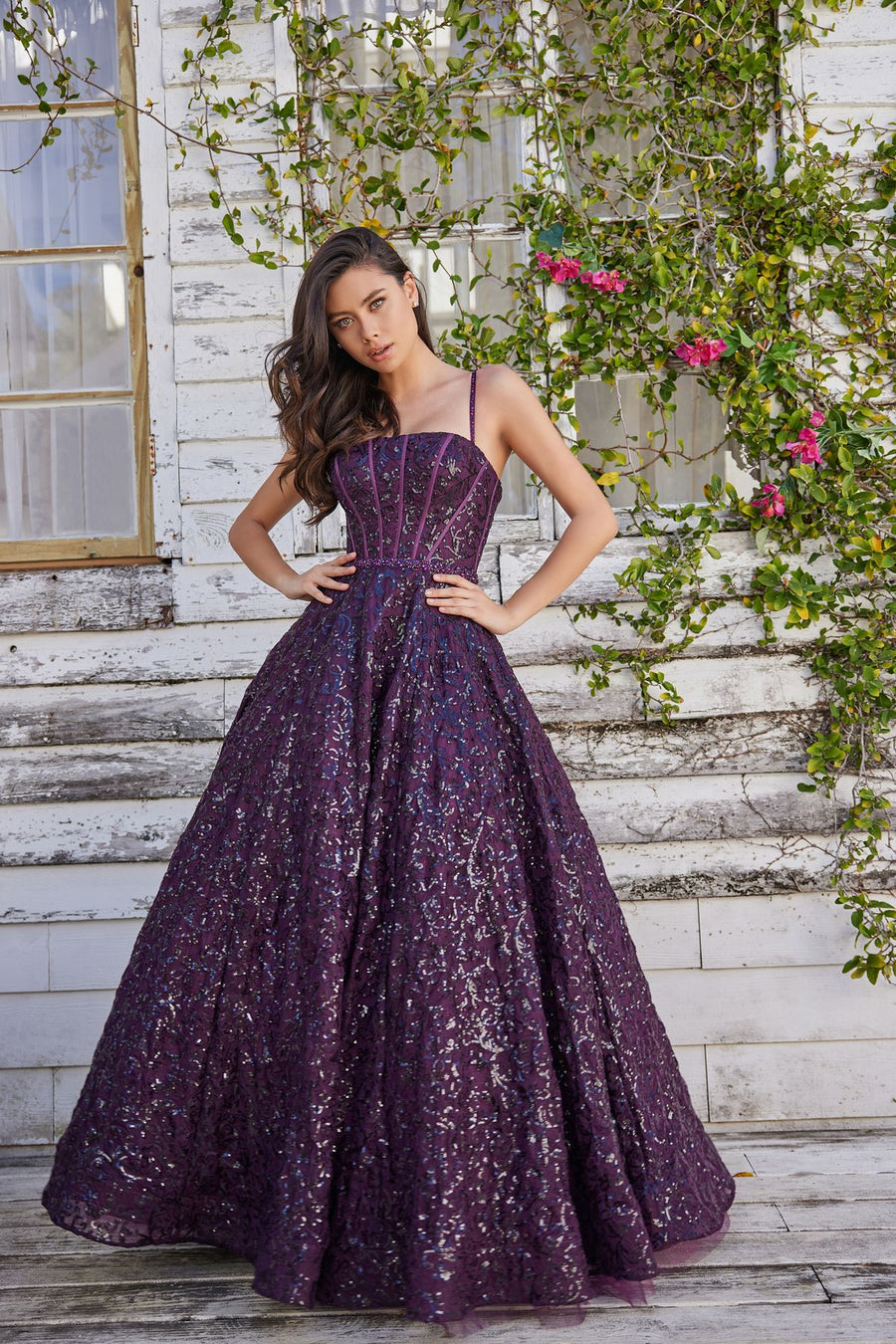 Prom Dresses Sequin Long Formal Prom Ball Gown  Plum