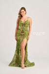 Prom Dresses Fitted Formal Sequin Long Prom Dress Olive/Multi