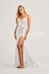 Prom Dresses Fitted Formal Sequin Long Prom Dress White/Multi