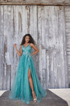 Prom Dresses Long Glitter Formal Long Applique Prom Dress Evergreen