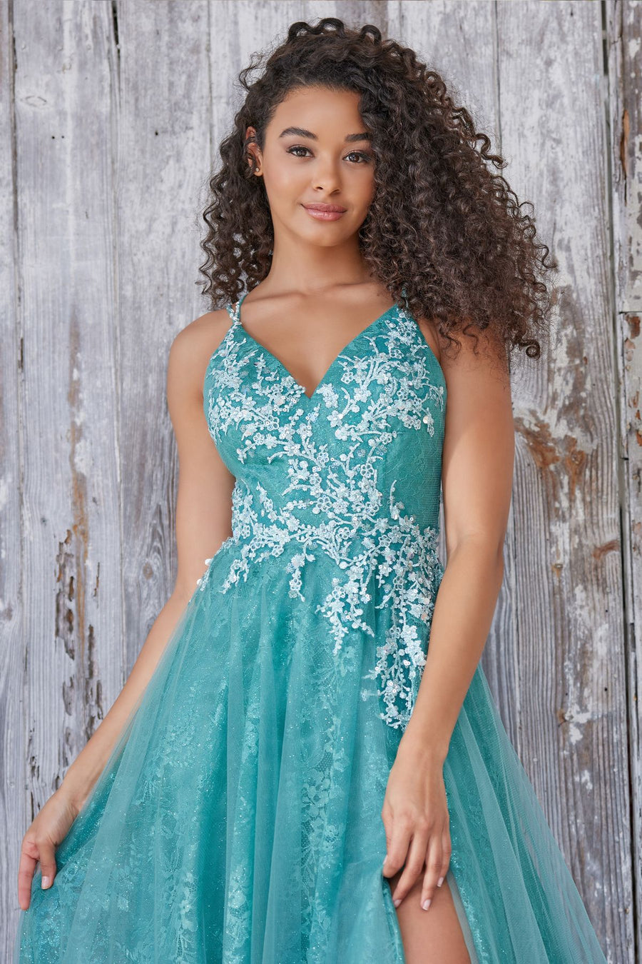 Prom Dresses Long Glitter Formal Long Applique Prom Dress Evergreen