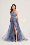 Prom Dresses Long Glitter Formal Long Applique Prom Dress Steel Blue