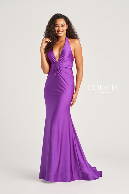 Prom Dresses Halter Long Formal Fitted Prom Dress Purple