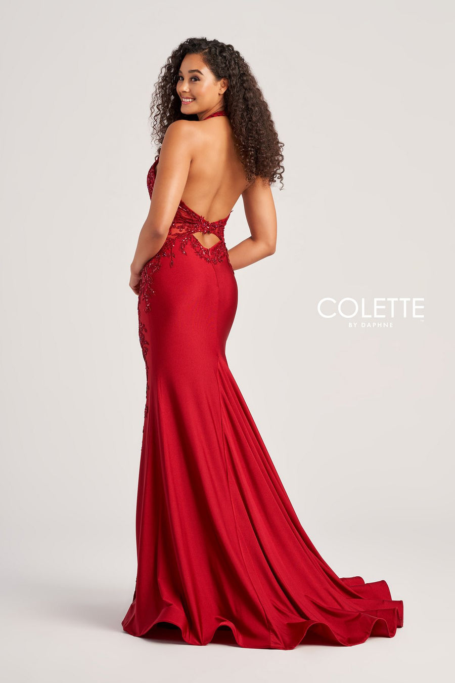 Prom Dresses Halter Long Formal Applique Prom Dress Scarlet