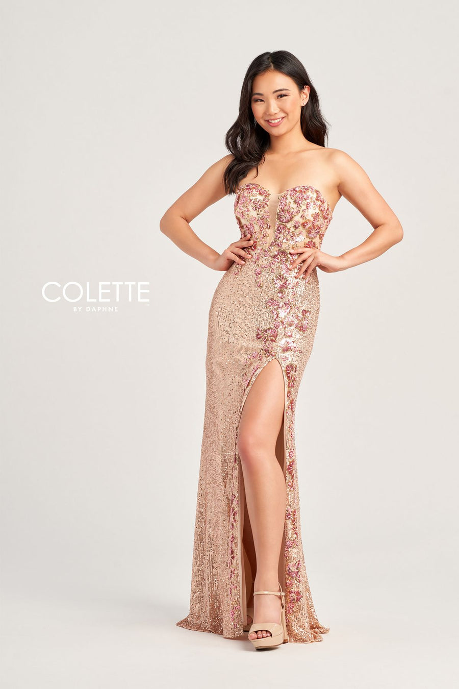 Prom Dresses Long Sequin Formal Prom Dress Champagne/Rose