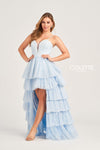 Prom Dresses High Low Formal Glitter Prom Dress Light Blue