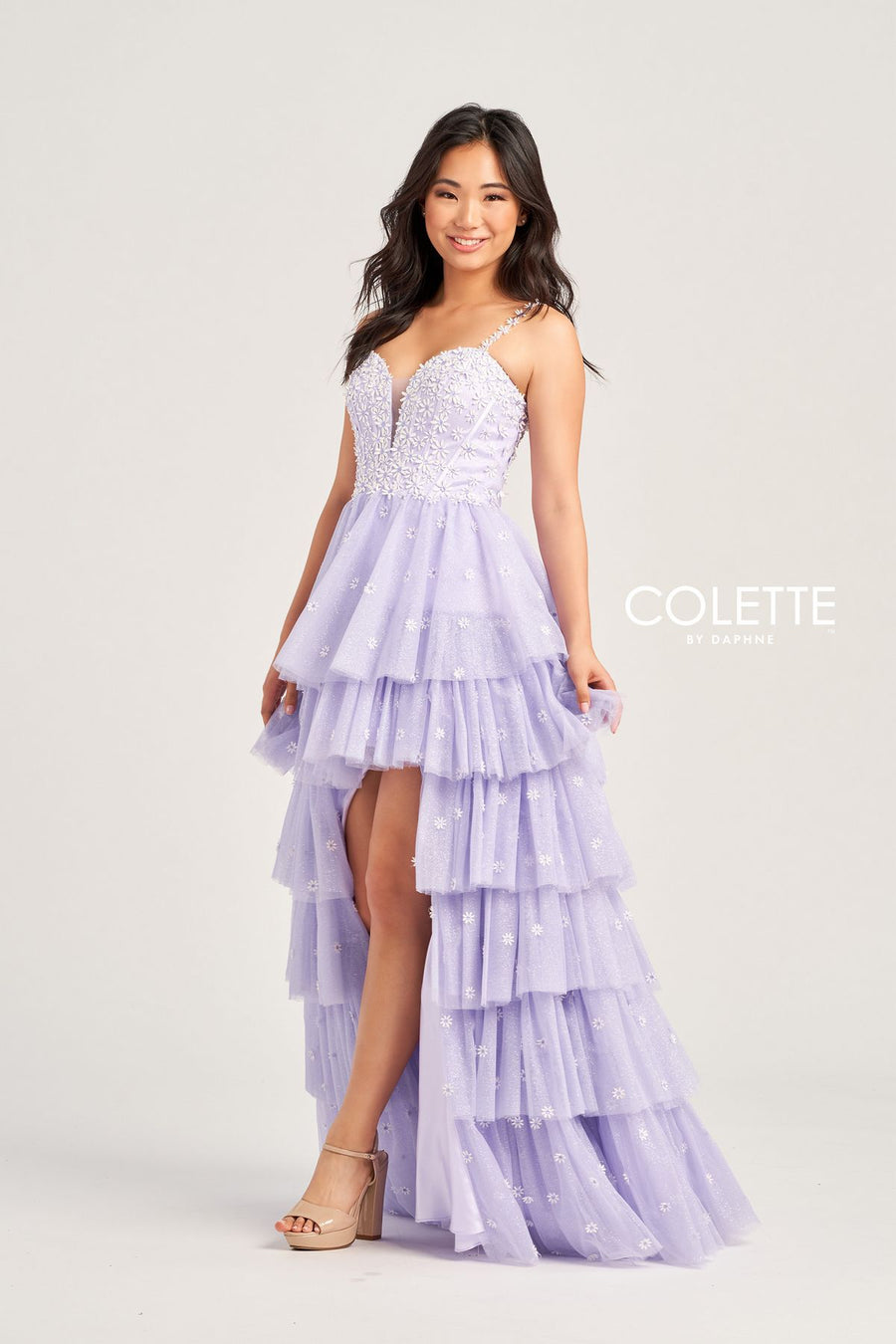 Prom Dresses High Low Formal Glitter Prom Dress Lilac