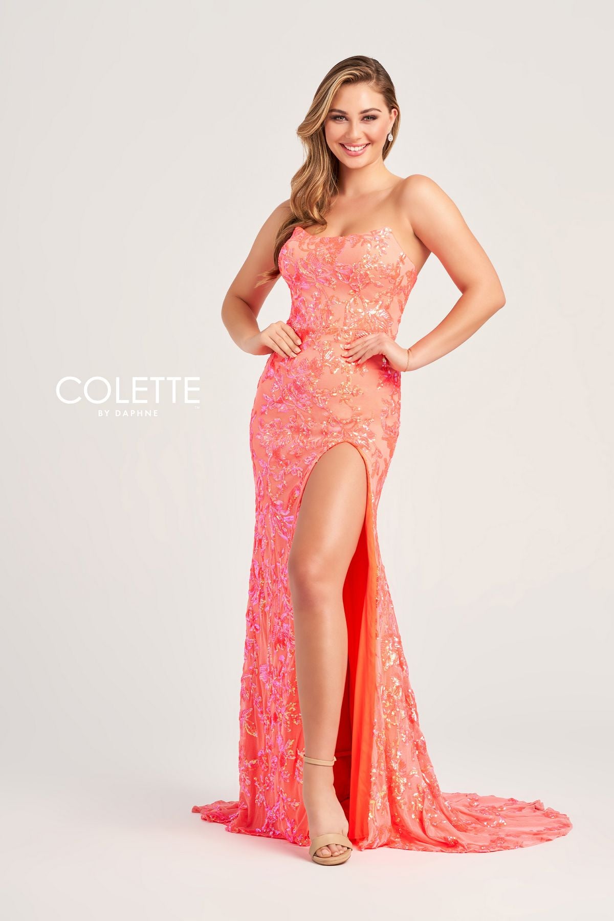 Prom Dresses Sequin Mermaid Formal Fitted Prom Dress Neon Orange